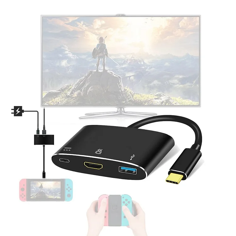 High Speed 3 in 1 USB Type C Hub to 4K USB3.0 PD Fast Charging for Macbook and Windows