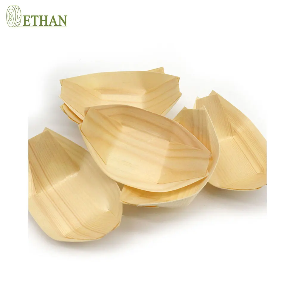 Well-Designed Wooden Lightweight Japanese Wooden Sushi Boat Plates