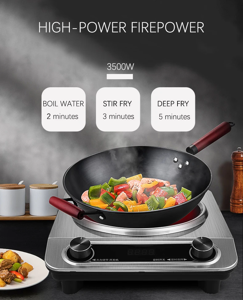 3500w High Power Induction Cooker Electric Household Big Cooker Restaurant Hot Pot Fried Concave Electromagnetic Furnace Stove