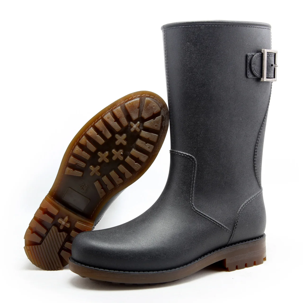 Men Tall Rain Boots - NOT for Wide Calf - Ultra Lightweight Flat Wellies