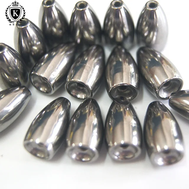 FW-FL-A008 environmental tungsten worm sinker 1/2oz 14g Flipping weight silver high polish Tungsten Fishing Weights