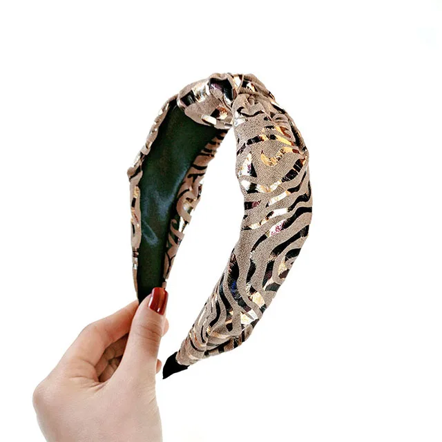 New Style Suede Bronzing Striped Knotte Retro Hair Accessories Simple