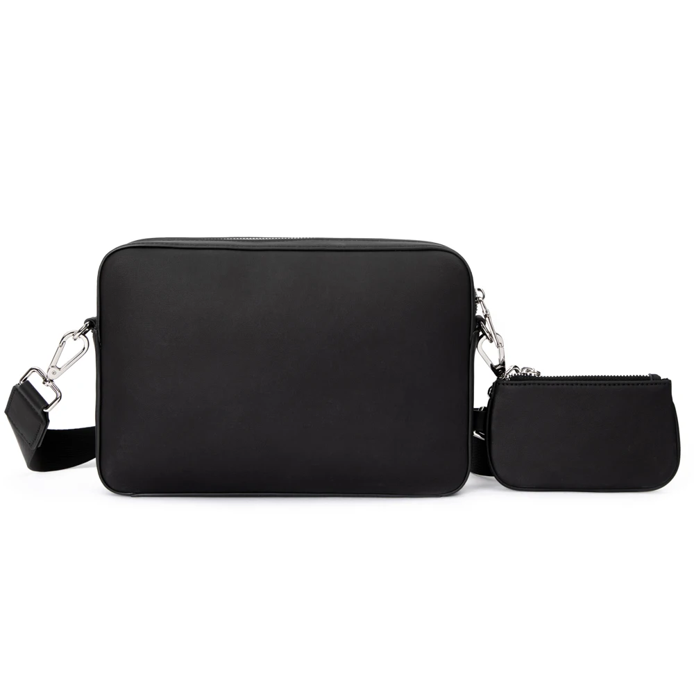 OEM Customizabe Brand Men Leather Messenger Side Bag Simple Luxury Chest Bag for Men Designer Shoulder Bag with Coin Pouch