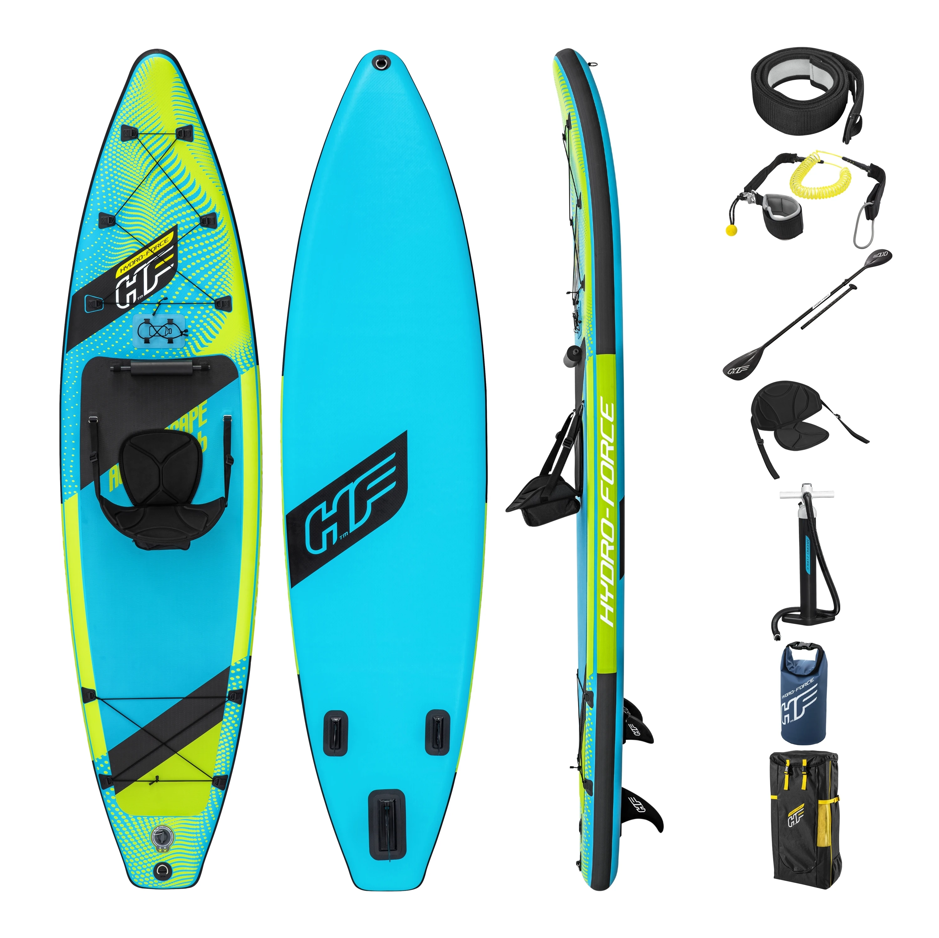 Bestway sup 65393 Hydro-Force Aqua Escape Convertible Inflatable Stand-Up Paddleboard and Kayak Set 3.5 m