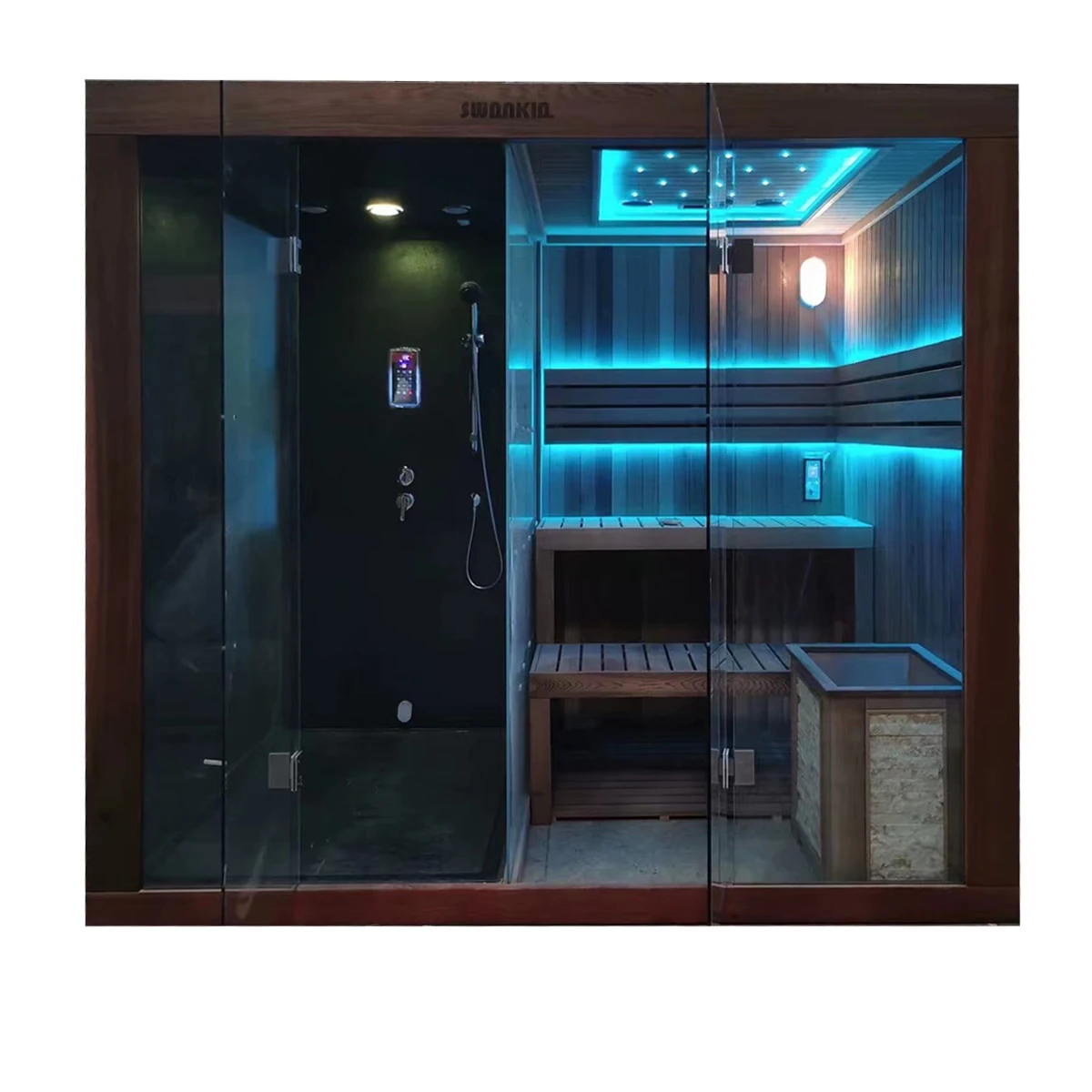 Indoor New Sauna Luxury Dry Steam Shower Room Wooden 1-2 Person LED Sauna Room