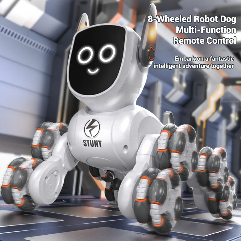 Eight-wheel Multi-function Dual Remote Control Robot Dog Toy Watch Hand Gesture Remote Control RC Stunt Cars