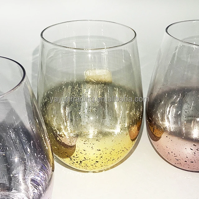 Unique egg shaped electroplating dream star sky glass juice drink colored cups