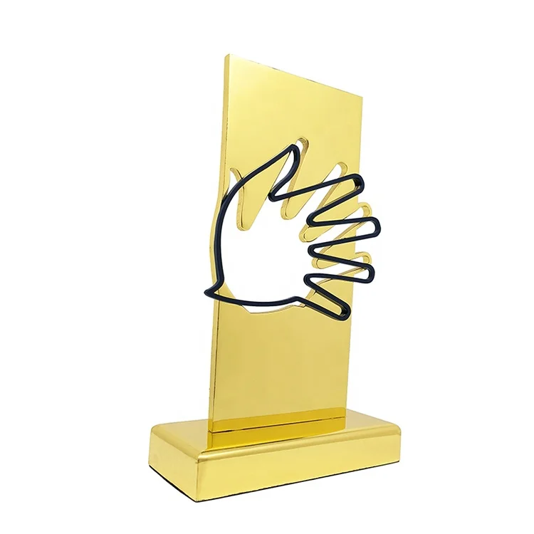 Custom Acrylic Base 3D Gold Arabic UAE  Company Business Gifts Metal  Award  Trophy
