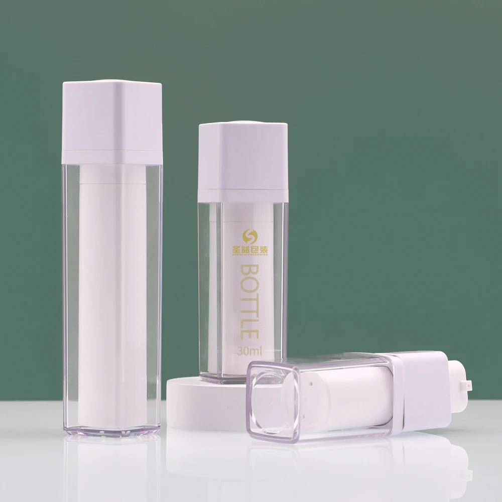 15ml 30ml 50ml Double Wall Square Twist Up Airless Pump Tube Acrylic Cosmetic Serum Lotion Airless Pump Bottles