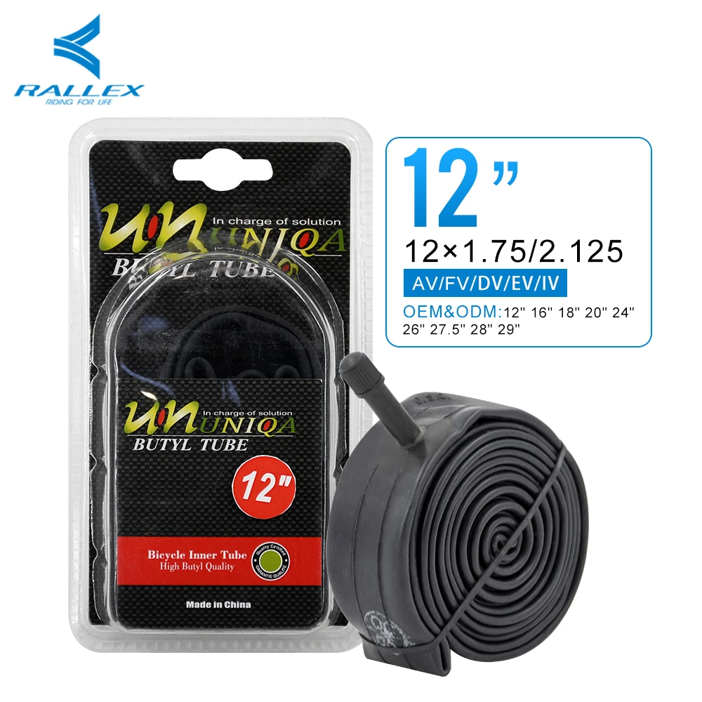 RALLEX Wholesale Mtb Cycle Tyre Butyl Valve Tubes Cheap 12x1.75/2.125 MTB Bike kids bike Bicycle inner tube