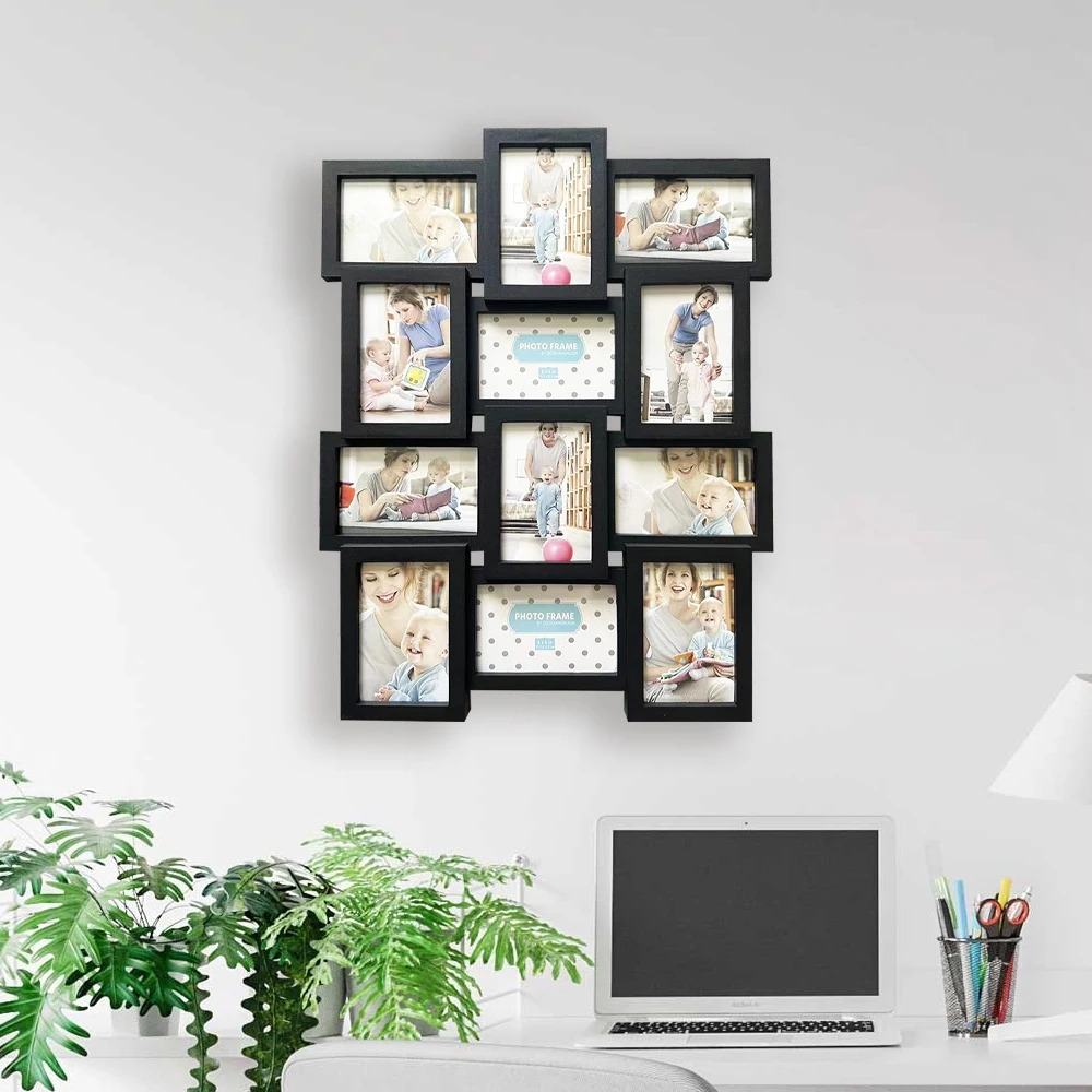 New Design Hot Sale 12 opening collage plastic (pp) photo frame  for wall decoration Picture frame wholesale plastic frame