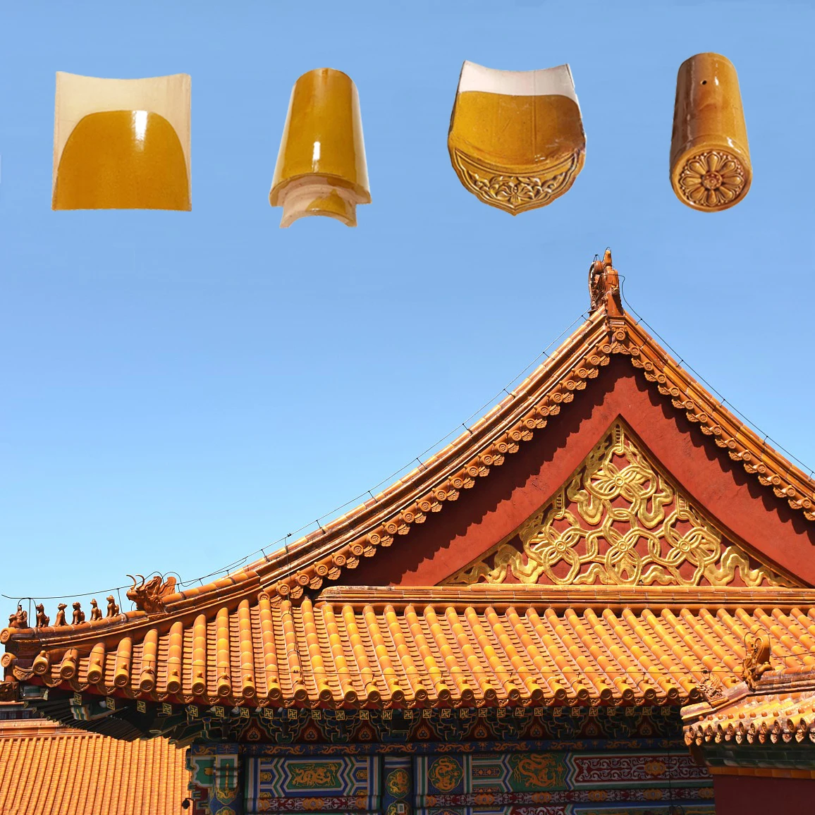 Thai temple roofing material traditional old style Chinese ceramic tiles roof