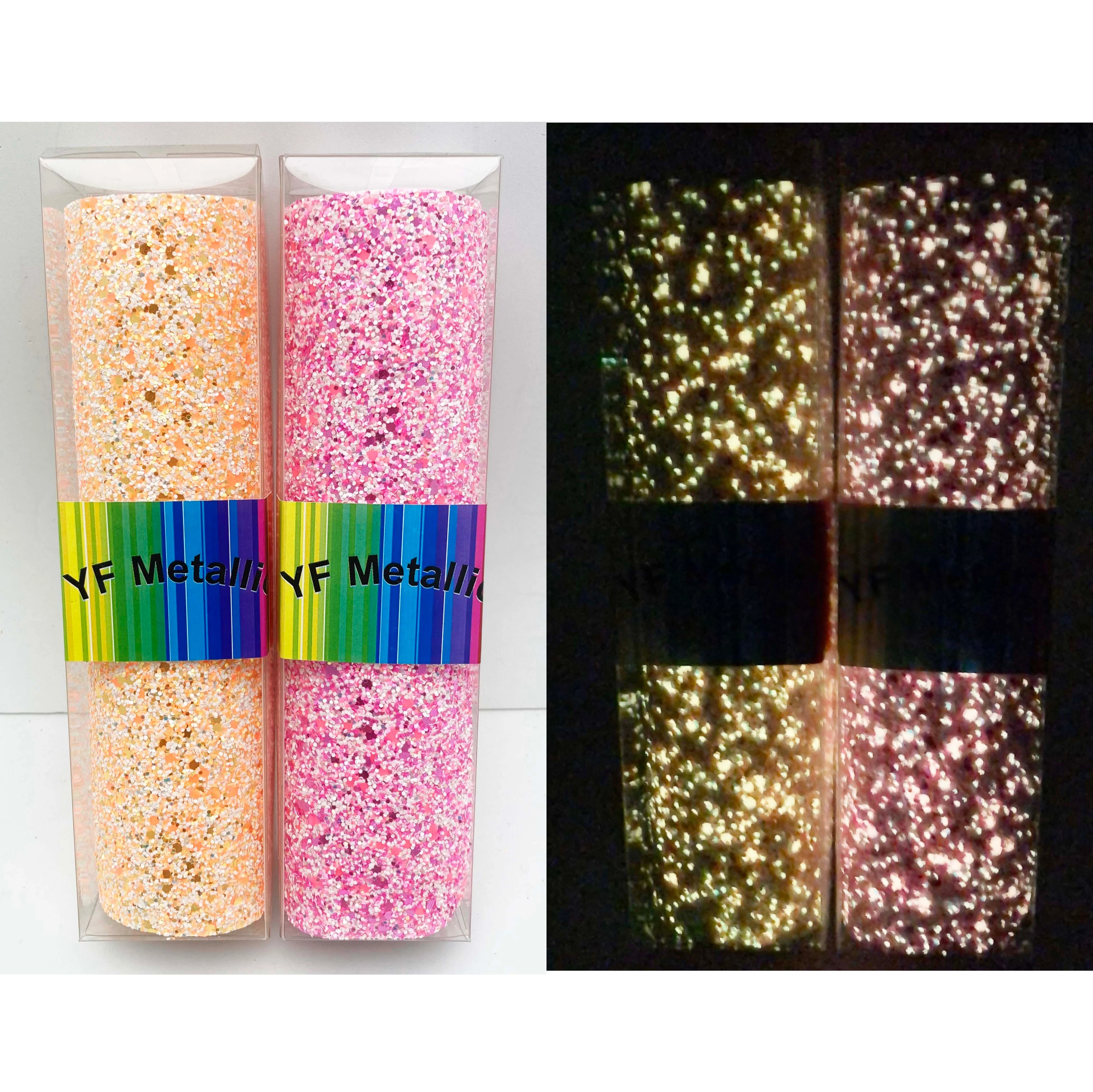 
 Светящиеся в темноте объемные блестящие простыни из искусственной кожи для рукоделия и банта для волос 20*34 см  