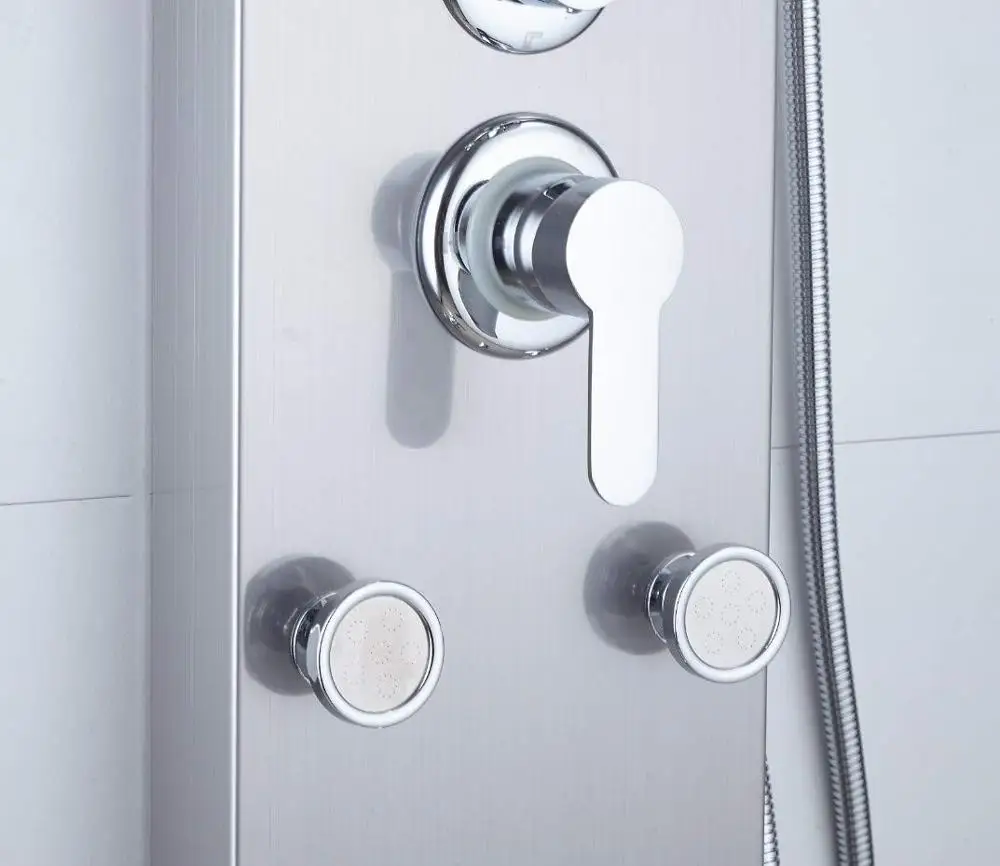 
Hot Sale 304 Stainless Steel Shower System Wall Mount Bathroom Waterfall Rainfall Overhead Shower Panel With Adjustable Shower J 