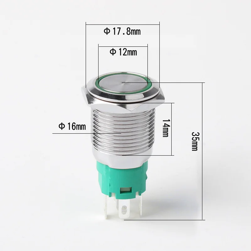 16mm push button switch momentary 1no 1nc led waterproof 220 12 volt illuminated 5 pin