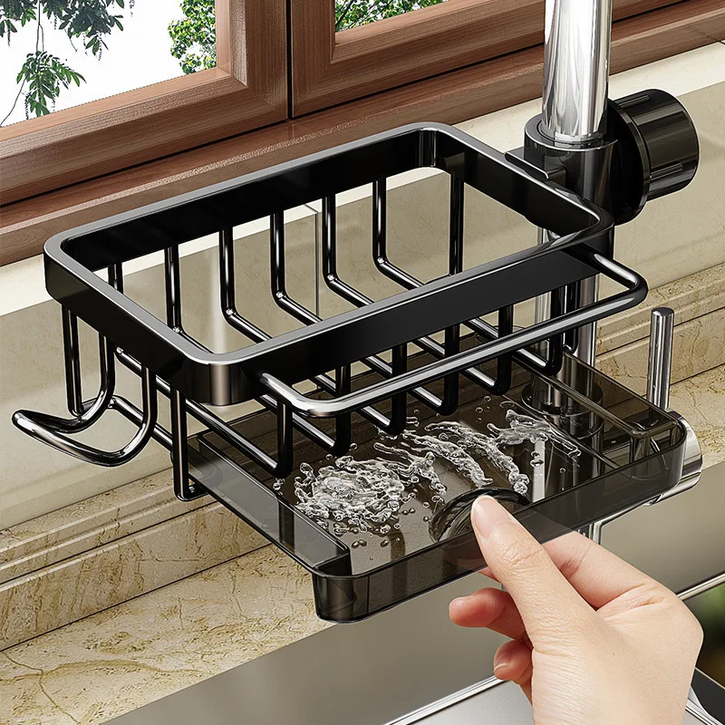 Multifunctional Metal Rack for Kitchen Faucet Storage Rack Design Sink Household Drain Basket Cloth Storage Corner