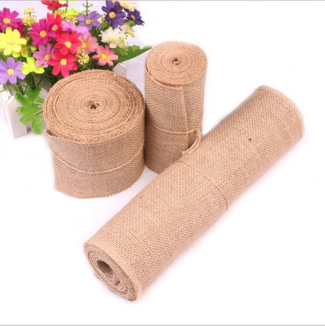 DIY Ручная работа Рождество Свадьба рукоделие льняные полоски из натурального джута