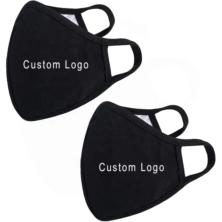 
Custom print Logo Cloth Cotton Washable Reusable Protective Face Mouth Black Cotton Dust Mask Facemask 