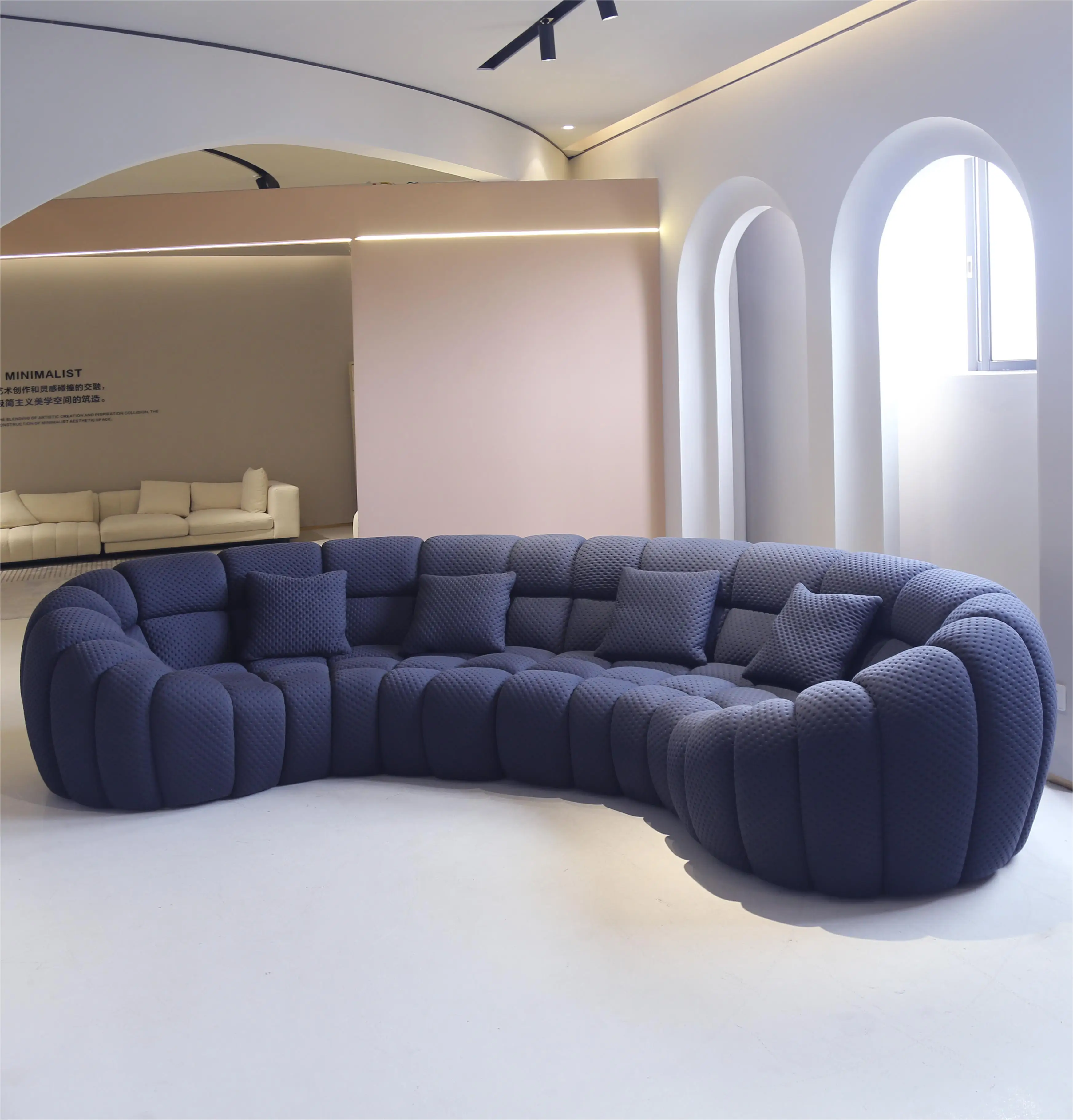 Italian luxury villa sofa  baxter chaise lounge design fabric sofa set corner living room sectional sofa