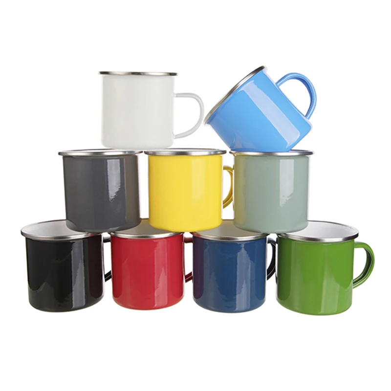 DIY 12 oz Enamel Cup Mug with Silver Rim Make Your Own Custom Enamel Cup Sublimation Wedding Gift