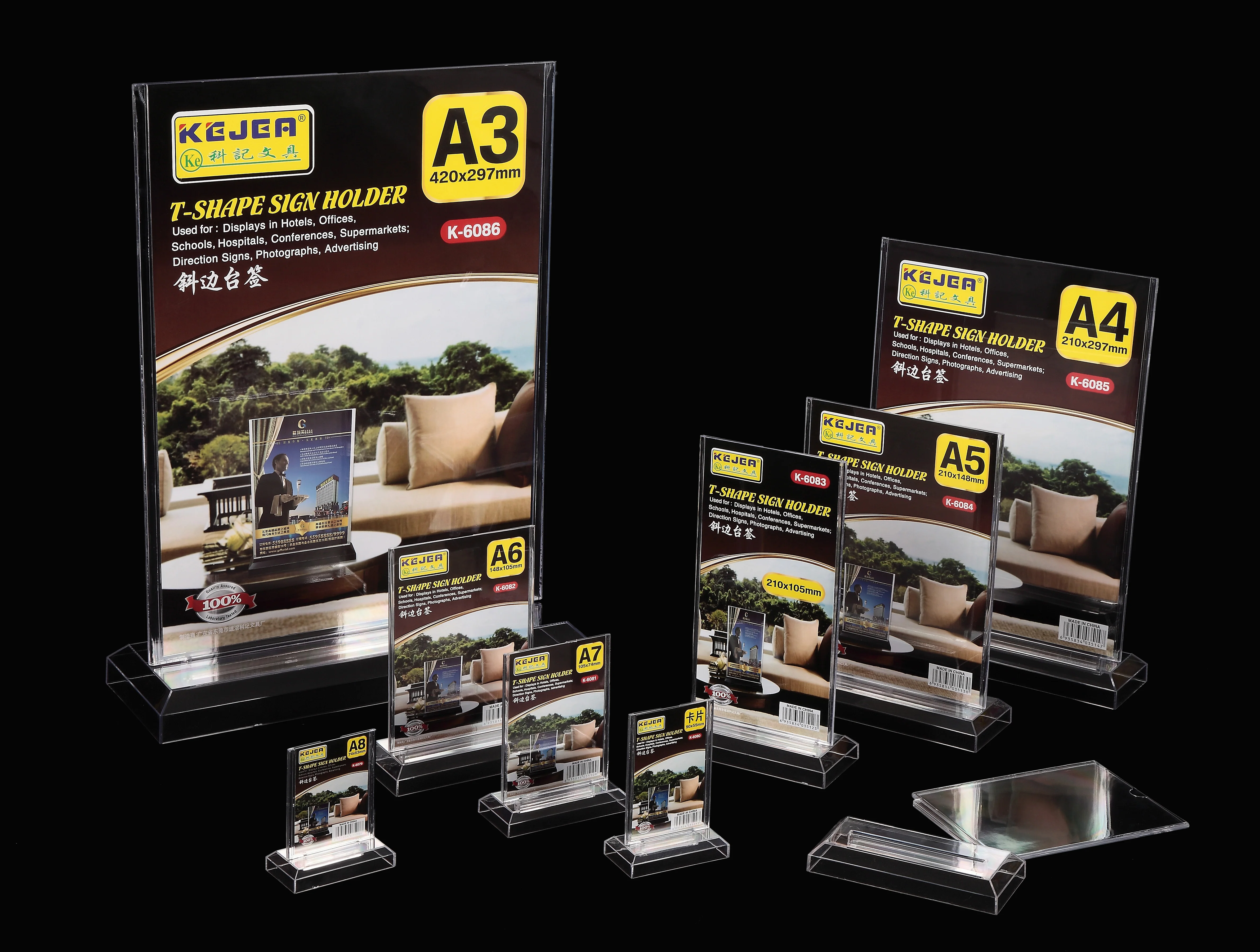 plastic card stand Movable ps Acrylic table card Portable OEM Combined Desktop paper display stand for kindergarten or reception