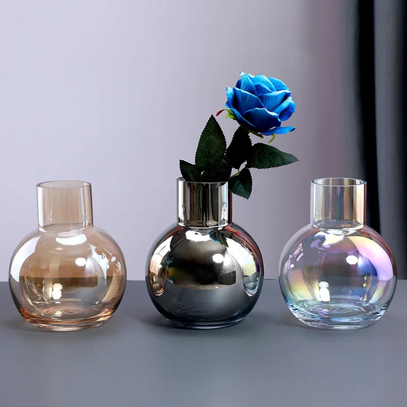 Aeofa nordic style glass & crystal vases simple bud bottle modern colorful glass vase home decor for single flowers