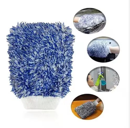 Color long hair coral cleaning gloves Microfiber car wash gloves Easy to clean car wash gloves