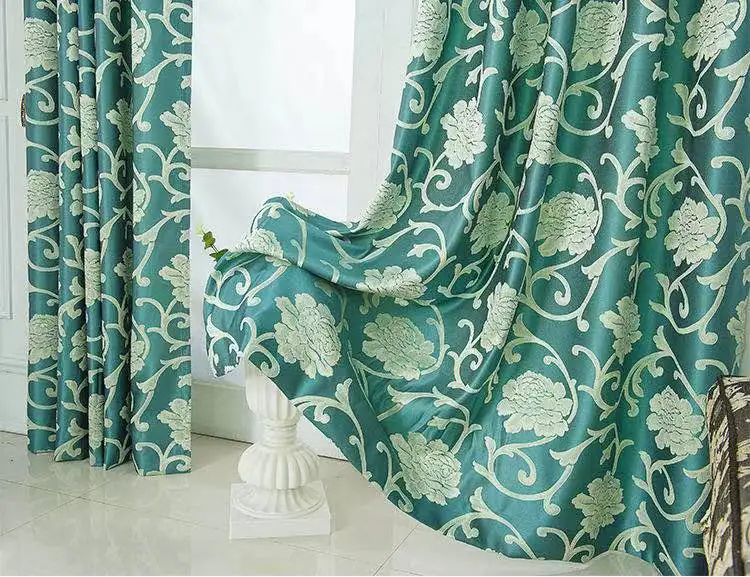 Luxury european style high quality custom blackout fabric for curtains living room with valance