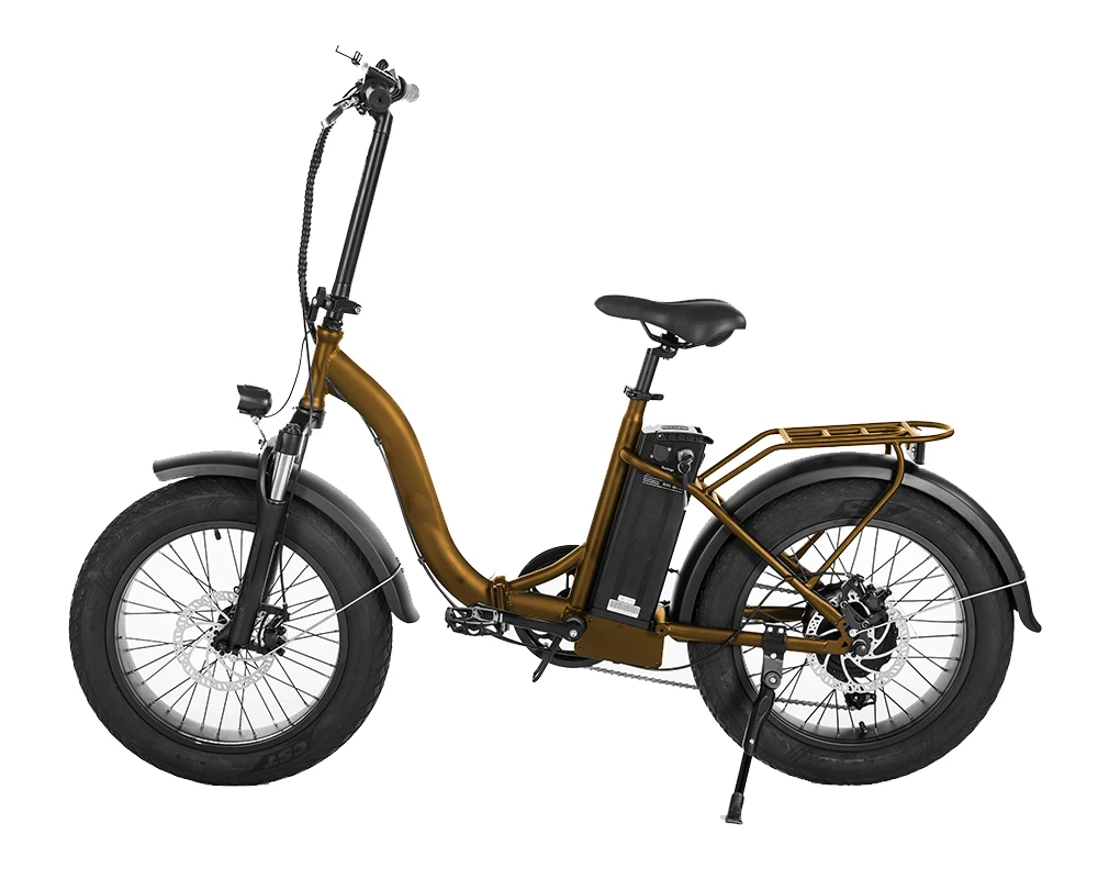 750 W Full Suspension Aluminum Alloy Frame Foldable Electric Bikes E-Bike 20 Inch Electric Belt Drive Folding Bike