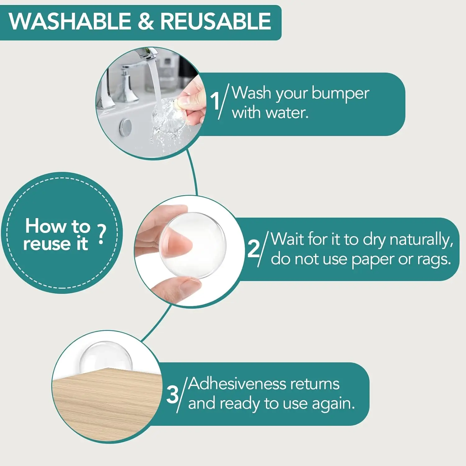 Door Stoppers Wall Protector Reusable Door Bumper with Self Strong Adhesive Quiet Shock Absorbent Gel