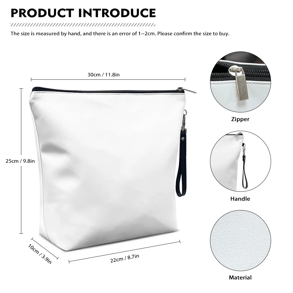 Hot Selling Flower Printed Waterproof Travel Toiletry Bag Large Capacity White Blue Floral Cosmetic Bag Leather Makeup Bag Pouch