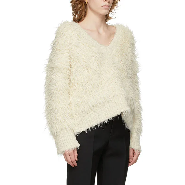 Custom Alpaca Chunky Knit pullover  Women white Coat Cashmere Oversize Fuzzy Mohair Sweaters