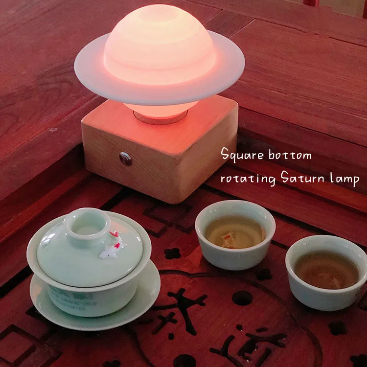 3D Print Moon Rotating Saturn Lamp Novelty Gifts For Kids LED Light Smart Home Decor Spin Saturn Moon Light