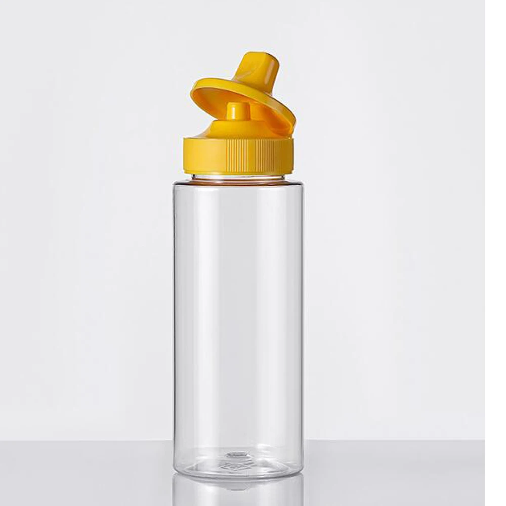 250ml 350ml Empty clearPlastic Squeeze Bottles Tomato Bbq Chili  Sauce Bottle with Silicone Valve squeeze Thumb Flip cap
