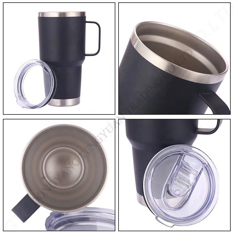 TY Custom logo  30oz stainless steel tumbler with handle Double wall vacuum insulated Travel Mug with Slider Lid and straw