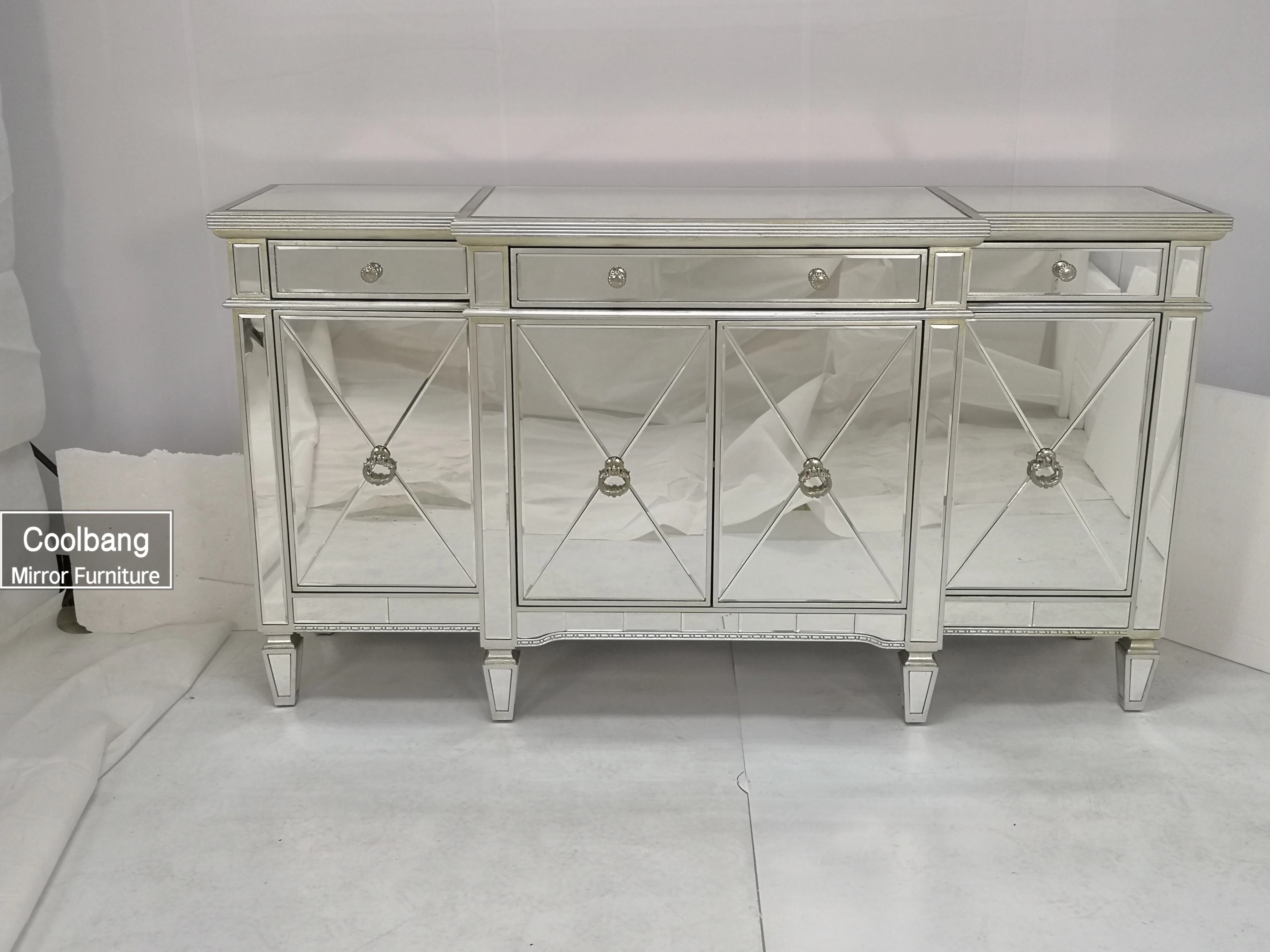 Coolbang CBM032 antique mirrored buffet table with drawers