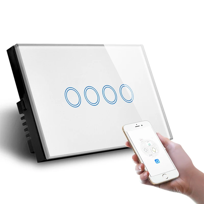Infrared Sensor No Need to Touch Glass Screen Panel EU UK Neutral Wire 110V- 220V 10A Electrical Power smart Wall Switch