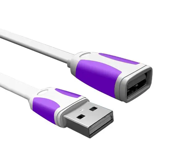 Hot sale Flat dual color USB A male to USB A female extension USB cable 0.5M 1M 2M 3M