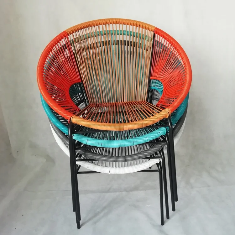 Patio Rattan / Wicker Metal Stackable Modern Acapulco Egg Shape Chair