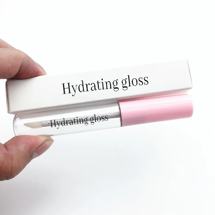 Portable customized lip gloss tube, pink and white multi-color optional LOGO customized transparent lip gloss empty tube