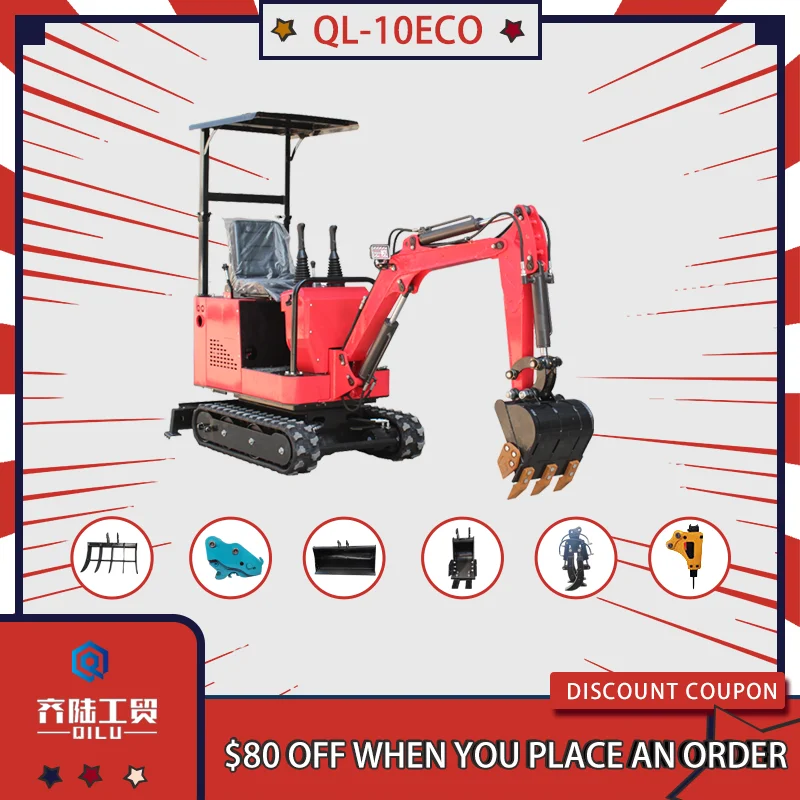 Chinese 1 Ton High Quality Free Shipping Crawler Small Digger Mini Excavator Price for Sale