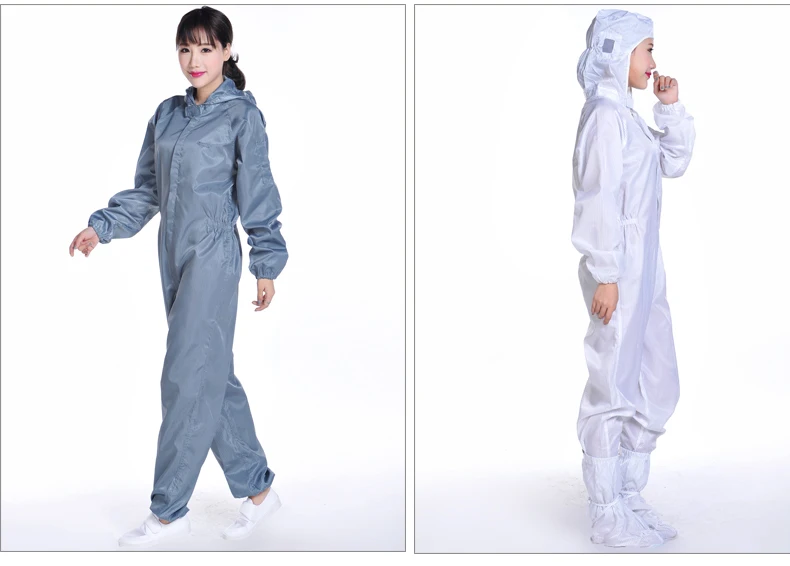 Comfortable Breathable Reusable 5mm Stripe Clean Room ESD Gown - Antistatic Polyester Coverall