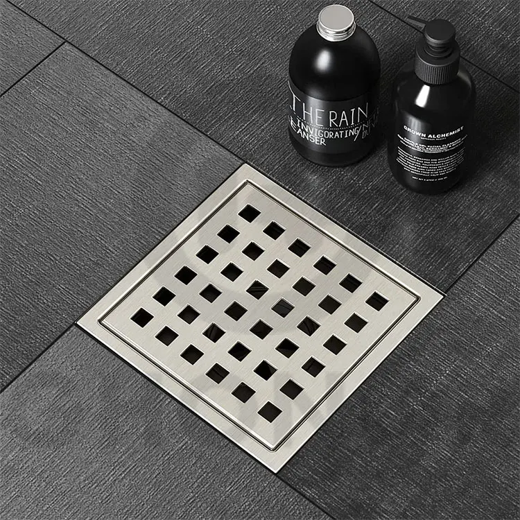 Bathroom Floor Flat Metal Cross Flooring Tiles Water Drain Removable Covers For Floor Drains