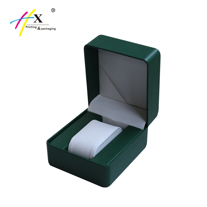 2023 New Design High Quality Custom Logo Green Pu Genuine Leather Watch Box Watch Set Box Luxury Buy Watch Box With White Pillow
