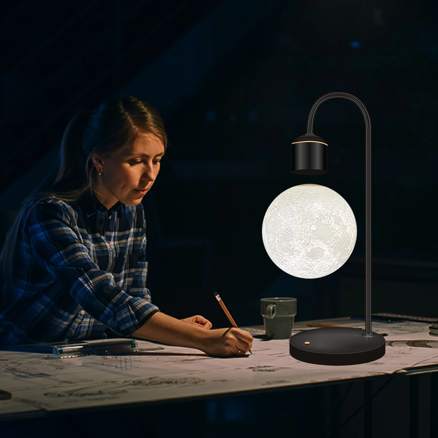 Custom 3d printing float night flying mapting globe ball 6 inch illuminated different colors Floating Levitating Moon Lamp