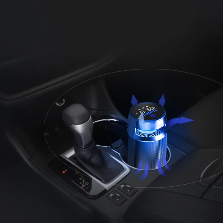 High Grade Portable Smart HEPA Filter Ionizer Touch Aluminum Alloy Cup Inventions Sensor Air Cleaner For Car Home