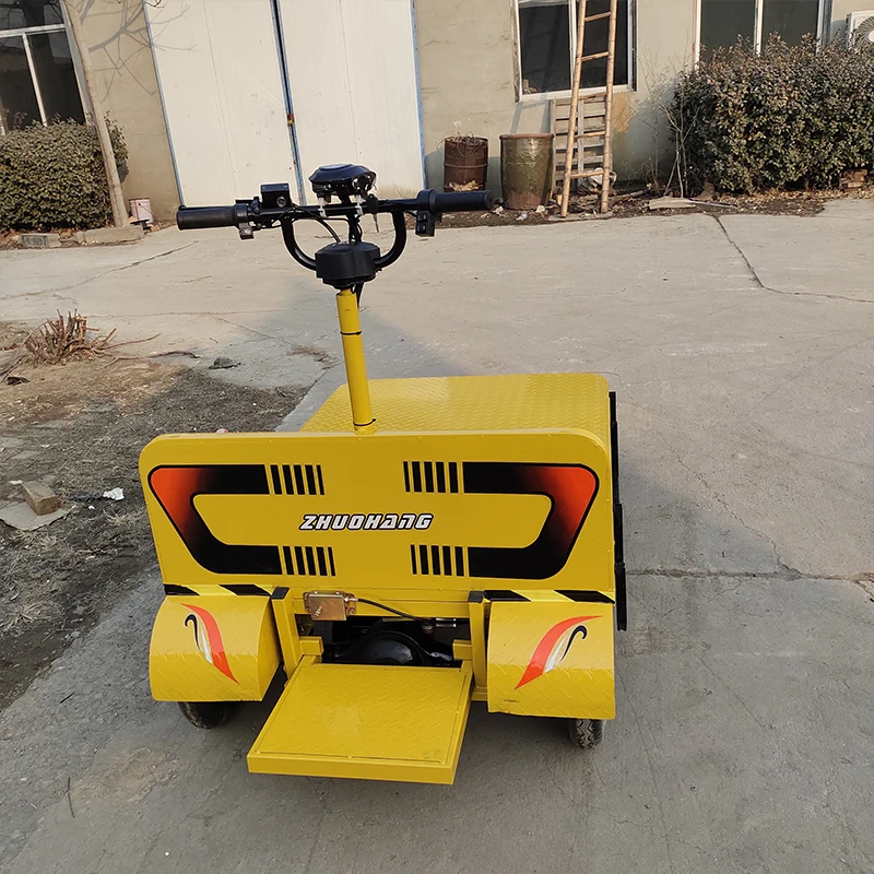 Customized station driving type reverse riding electric flat 4 wheel truck warehouse plant hauler