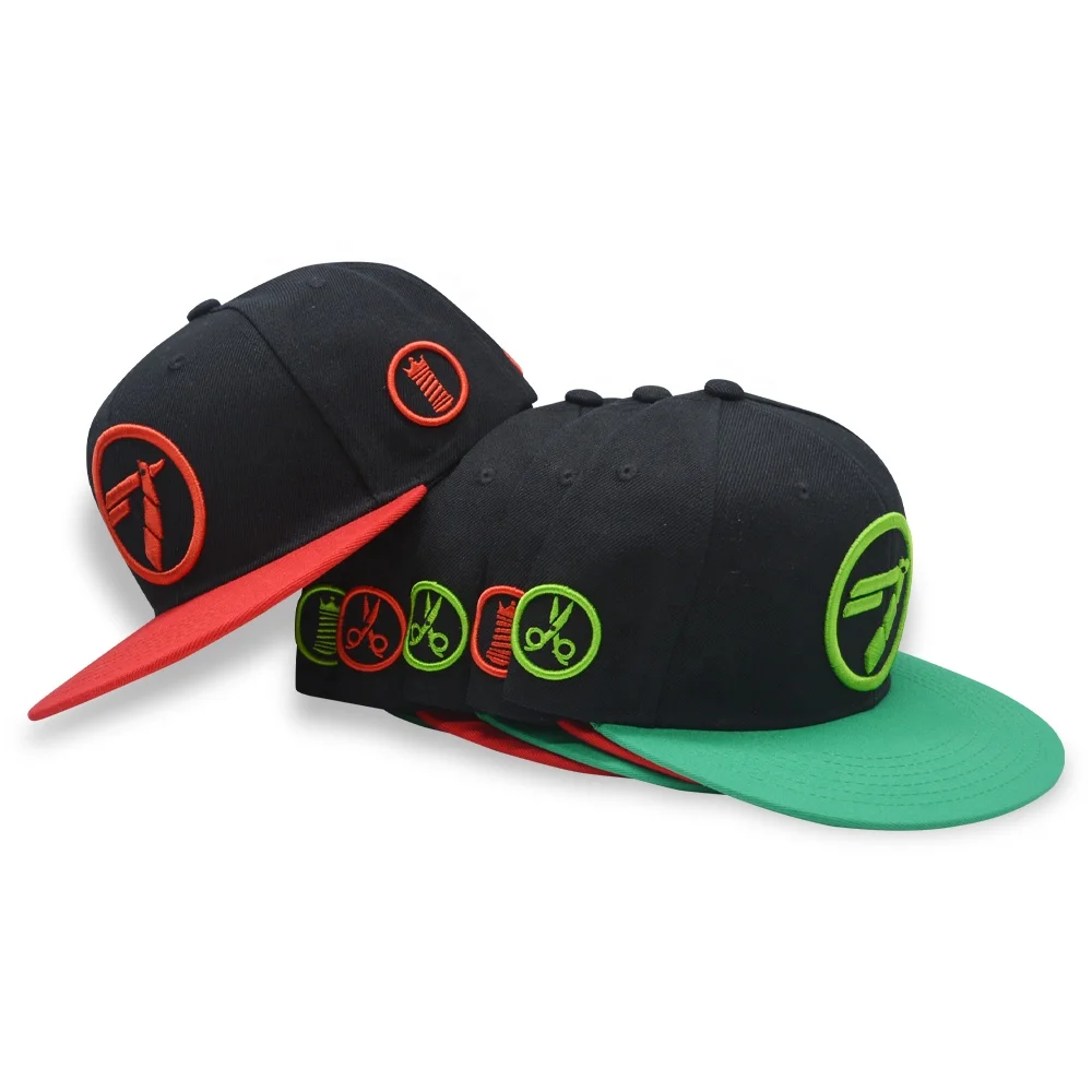 Custom Logo 3D Embroidery Print Flat Brim Hat Plain Blank 5 Panel Unstructured Snapback Caps