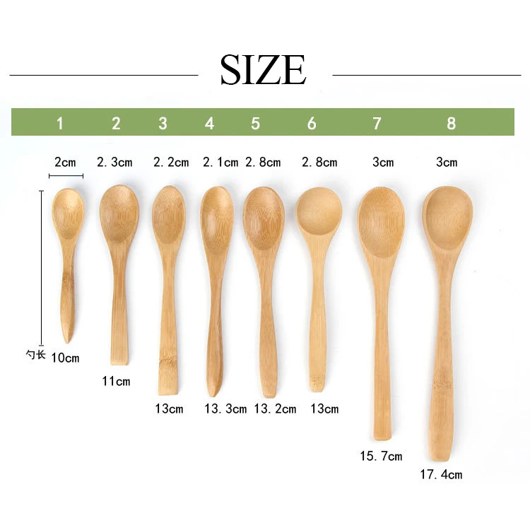 Wholesale Custom Bamboo Wooden Mini Small Large Coffee Tea Honey Dinning Spoon With Logo