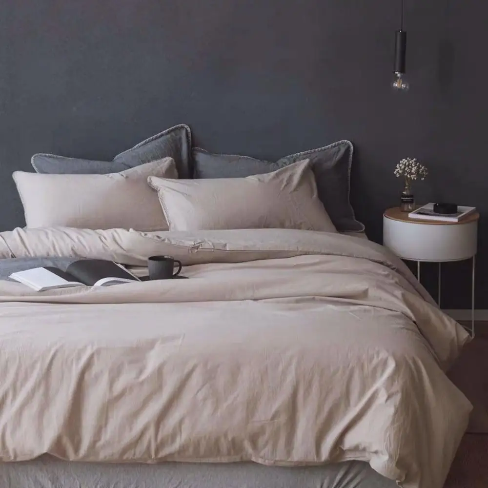 Wholesale 100% Linen print retail Fabric Bedding Set Bed Linen